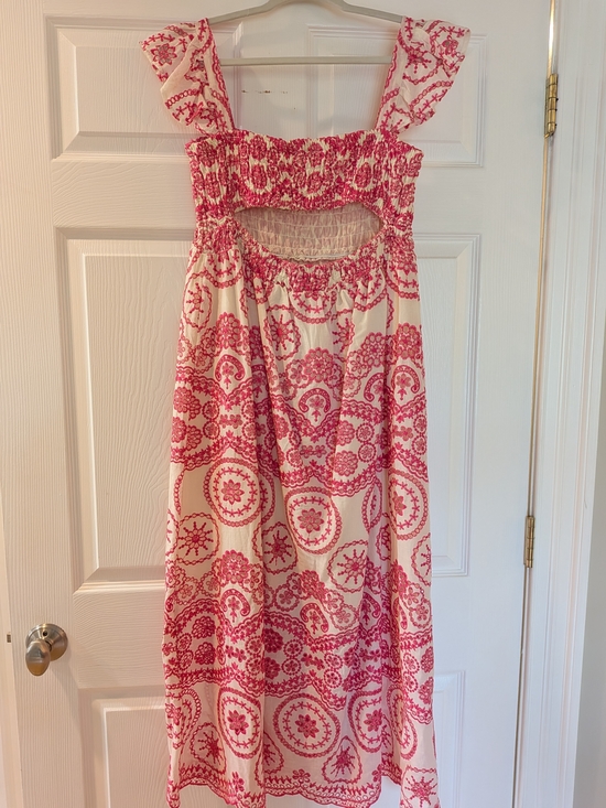 Sunday Up Cream and Pink Smocked Sundress with Ruffle Straps - Picture 4 of 5